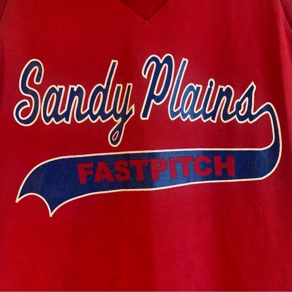Vintage Sleeveless Sandy Plains Fastpitch V-Neck Softball Tee Size Small - Picture 2 of 9